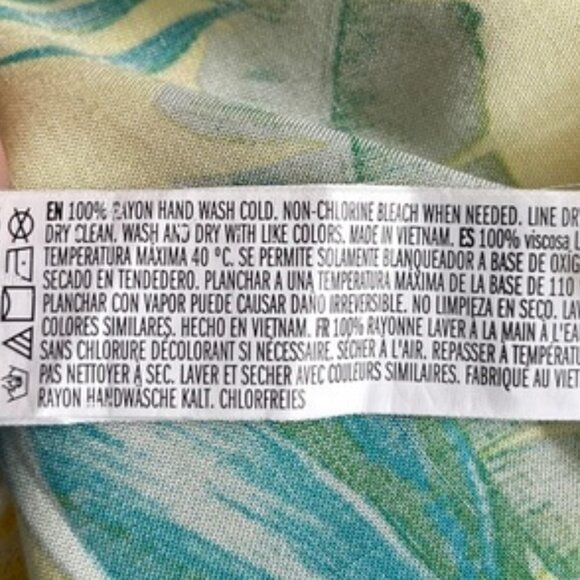 Forever 21 Womens Yellow Floral Short Sleeve Button-Down Hawaiian Shirt Large - Picture 12 of 12